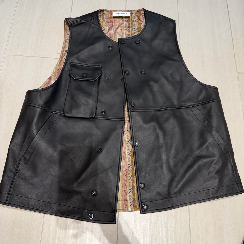 Black Leather Vest by Unknown Brand